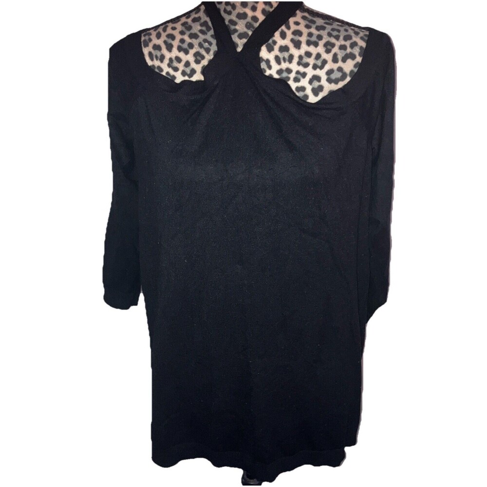 Torrid Top Blouse Size 2 Black Cold Shoulder  Strap Neck Minimalist